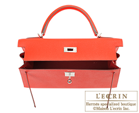 Hermes　Kelly bag 32　Rouge coeur　Epsom leather　Silver hardware