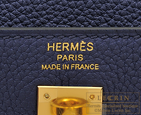 Hermes　Kelly bag 25　Blue encre　Togo leather　Gold hardware