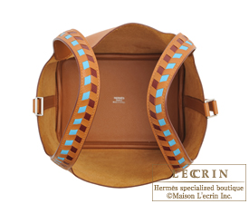 Hermes　Picotin Lock　Tressage De Cuir bag PM　Gold/Blue du nord/Bordeaux　Epsom leather　Silver hardware