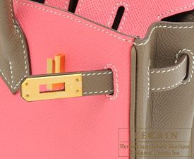 Hermes　Birkin bag 25　Rose azalee/Etoupe grey　Epsom leather　Matt gold hardware