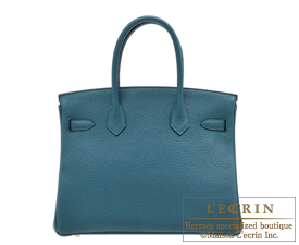 Hermes　Birkin bag 30　Vert bosphore　Clemence leather　Gold hardware