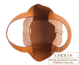 HERMES Ostrich Barenia Picotin Lock 22 Gold Fauve 609880