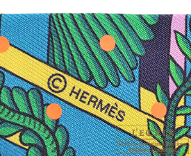 Hermes　Twilly　Animapolis Plumetis　Rose/Vert/Orange fluo　Silk