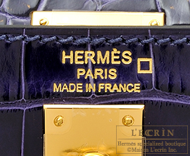 Hermes　Kelly bag 25　Blue encre　Alligator crocodile skin　Gold hardware