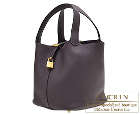 Hermes　Picotin Lock bag 22/MM　Raisin　Clemence leather　Gold hardware