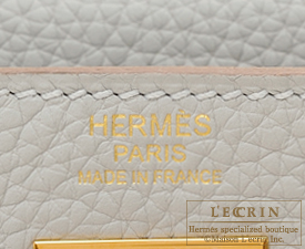 Hermes　Kelly bag 32　Retourne　Pearl grey　Clemence leather　Gold hardware