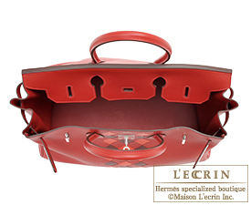 Hermes　Birkin Tressage De Cuir bag 35　Rouge piment/Rouge coeur/Rouge H　Swift leather/Epsom leather　Silver hardware