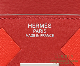 Hermes　Birkin Tressage De Cuir bag 35　Rouge piment/Rouge coeur/Rouge H　Swift leather/Epsom leather　Silver hardware