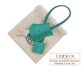 Hermes　Birkin bag 30　Vert verone　Ostrich leather　Silver hardware