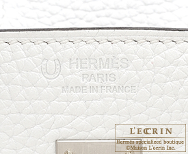 Hermes　Birkin bag 25　White/Gris tourterelle　Clemence leather　Matt silver hardware