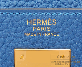 Hermes　Kelly bag 32　Retourne　Mykonos　Clemence leather　Gold hardware