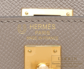 Hermes　Personal Kelly bag 25　Gris asphalt/Craie　Epsom leather　Gold hardware