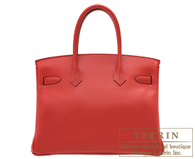 Hermes　Birkin Tressage De Cuir bag 30　Rouge piment/Rouge coeur/Rouge H　Swift leather/Epsom leather　Silver hardware
