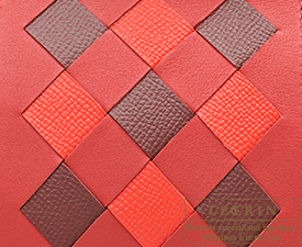 Hermes　Birkin Tressage De Cuir bag 30　Rouge piment/Rouge coeur/Rouge H　Swift leather/Epsom leather　Silver hardware