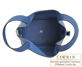 Hermes　Picotin Lock bag 18/PM　Deep blue　Maurice leather　Gold hardware
