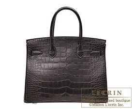 Hermes　Birkin bag 30　Black　Matt alligator crocodile skin　Silver hardware