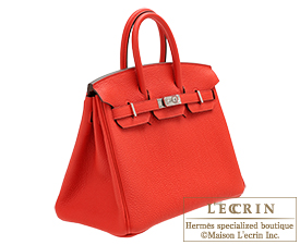 Hermes　Birkin bag 25　Rouge coeur　Togo leather　Silver hardware