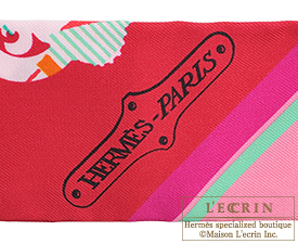 Hermes　Twilly　Cavalcadour Morning　Framboise/Rose/Vert　Silk