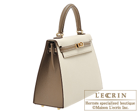 Hermes　Personal Kelly bag 25　Craie/Etoupe grey　Epsom leather　Champagne gold hardware