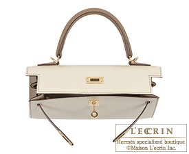 Hermes　Personal Kelly bag 25　Craie/Etoupe grey　Epsom leather　Champagne gold hardware