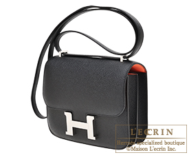 Hermes　Personal Constance mini　Black/Orange poppy　Epsom leather　Silver hardware