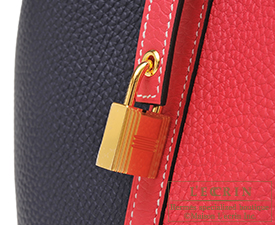 Hermes　Picotin Lock casaque bag 18/PM　Bi-color　Rose extreme/Blue nuit　Clemence leather　Gold hardware