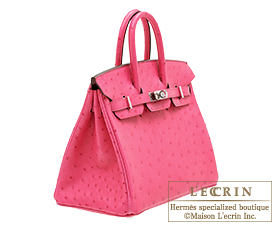 Hermes　Birkin bag 25　Rose tyrien　Ostrich leather　Silver hardware