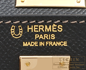 Hermes　Personal Kelly bag 25　Black/Etoupe grey　Epsom leather　Champagne gold hardware