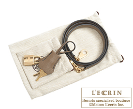 Hermes　Personal Kelly bag 25　Black/Etoupe grey　Epsom leather　Champagne gold hardware