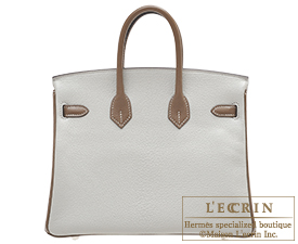 Hermes　Birkin bag 25　Pearl grey/Etoupe grey　Chevre myzore goatskin　Matt silver hardware