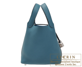 Hermes　Picotin Lock bag 18/PM　Vert bosphore　Clemence leather　Silver hardware