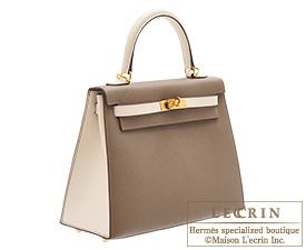 Hermes　Personal Kelly bag 25　Etoupe grey/Craie　Epsom leather　Gold hardware