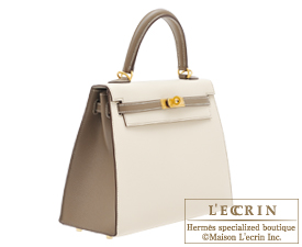 Hermes　Personal Kelly bag 25　Craie/Etoupe grey　Epsom leather　Matt gold hardware