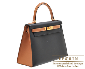 Hermes　Kelly bag 28　Black/Gold　Epsom leather　Gold hardware