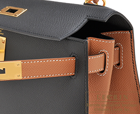 Hermes　Kelly bag 28　Black/Gold　Epsom leather　Gold hardware