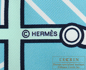 Hermes　Twilly　Quadrige Bayadere　Aqua/Vieux rose/Blue jean　Silk