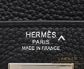 Hermes　Kelly bag 28　Black　Togo leather/Porosus crocodile skin　Silver hardware