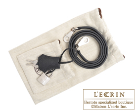 Hermes　Kelly bag 28　Black　Togo leather/Porosus crocodile skin　Silver hardware