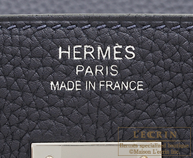 Hermes　Birkin Officier 40　Blue nuit/Vert cypres　Togo leather/Swift leather　Silver hardware