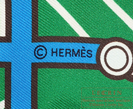 Hermes　Twilly　Quadrige Bayadere　Orange/Vert/Ebene　Silk