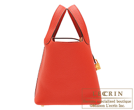 Hermes　Picotin Lock bag 18/PM　Rouge tomate　Clemence leather　Gold hardware