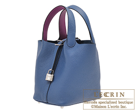 Hermes　Picotin Lock　Eclat bag 18/PM　Deep blue/Anemone　Clemence leather/Swift leather　Silver hardware