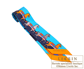 Hermes　Twilly　Rocabar　Turquoise/Orange/Marine　Silk