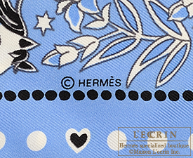 Hermes　Twilly　Entre Ciel et mer Bandana　Bleu moyen/White/Black　Silk