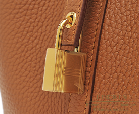 Hermes　Picotin Lock　Touch bag 22/MM　Gold　Clemence leather/Matt alligator crocodile skin　Gold hardware