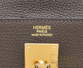 Hermes Kelly bag 32 Retourne Ecorce Togo leather Gold hardware | L ...