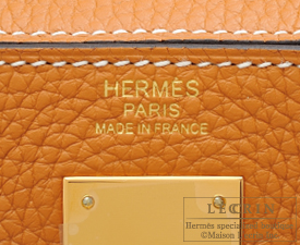 Hermes Kelly bag 32 Retourne Toffee Clemence leather Gold hardware | L ...