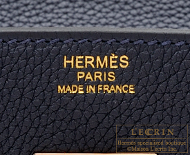 Hermes Birkin bag 30 Blue nuit Togo leather Rose gold hardware | L ...